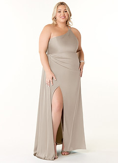 Azazie Maron Bridesmaid Dresses Frost A-Line One Shoulder Stretch Satin Dress image7