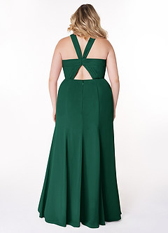 Azazie Rue Bridesmaid Dresses Emerald A-Line Halter Chiffon Dress image8