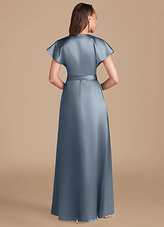 Azazie Nico Vestidos de damas de honor Vestido de Crepúsculo de Satén Metálico de Corte en A con Plisado image4