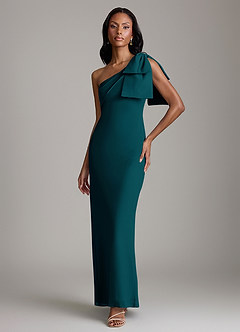 Azazie Yuanna Bridesmaid Dresses Pine Mermaid One Shoulder Chiffon Dress image1