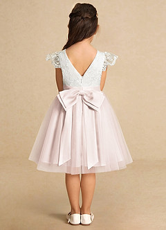 Azazie Vetty Flower Girl Dresses Ivory Rose Petal A-Line Lace Tulle Dress image7