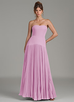 Azazie Yuliana Abiti da Damigella Abito A-Line in Chiffon Senza Spalline Rosa Confetto image1