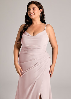 Azazie Deandra Brudtärnklänningar Klä av Sjöjungfru i Chiffong Plisserad Rodnande Rosa image12