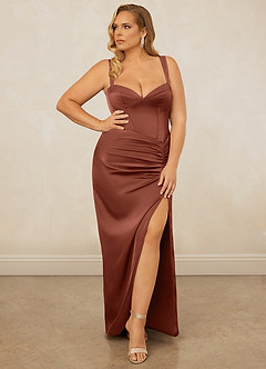 Christian Siriano Bridal for Azazie 1017 Bridesmaid Dresses Clay Sheath Sweetheart Neckline Stretch Satin Dress image13
