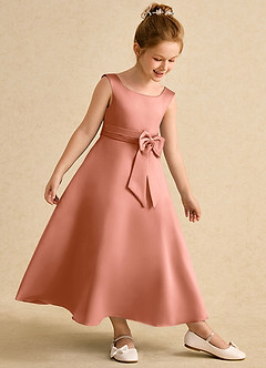 Azazie Eve Abiti da Ragazza di Fiori Abito A-Line in Raso Opaco Plissettato Più Tagliato image3