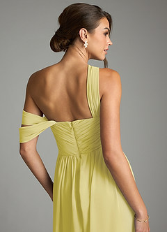 Azazie Kassandra Bridesmaid Dresses Lemon Sorbet A-Line Off the Shoulder Chiffon Dress image7