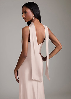 Azazie Cassiana Bridesmaid Dresses Blushing Pink Mermaid Pleated Stretch Satin Dress image4