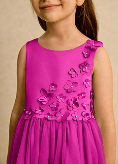 Azazie Malva Flower Girl Dresses Fuchsia Ball-Gown Bow Tulle Dress image5