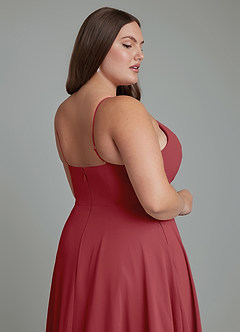 Azazie Amani Bridesmaid Dresses Pomegranate A-Line Pleated Chiffon Dress image13