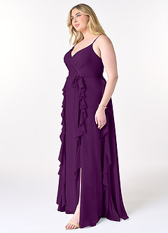Azazie Peyton Bridesmaid Dresses Grape A-Line Ruched Chiffon Dress image9