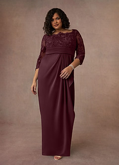 Azazie Bernadine Mother of the Bride Dresses Cabernet Sheath Lace Dress image7