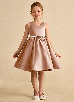 Azazie Julietta vestidos de niña de las flores Vestido de Champán Rosado de Tul de Princesa con Convertible image9