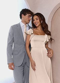 front Savile Grey Wool Blend Dress Pants
