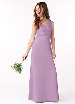 Azazie Sadia Junior Wisteria A-Line Pleated Matte Satin Dress image1
