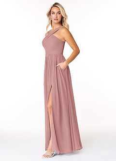 Azazie Elvira Bridesmaid Dresses Dusty Rose A-Line Pleated Chiffon Dress image3