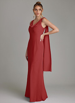 Azazie Essence Bridesmaid Dresses Rust Sheath Chiffon Dress image1