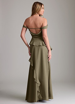 Azazie Sloane Vestidos de damas de honor Vestido de Verde Sauce de Gasa de Corte en A con Escote de Corazón image7