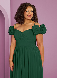 Barbie ♥ Azazie Jurken voor bruidsmeisjes Converteerbaar Jurk van Chiffon met A-Lijn Off the Shoulder Donkergroen image18