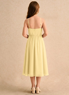 Azazie Twilight Dance Blumenmädchenkleider A-Linie Plissee Chiffon Kleid Butter image2