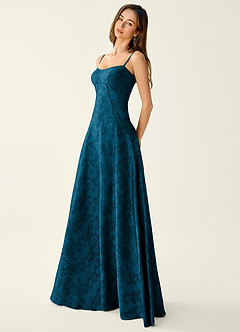 Sagepren Navy Black Jacquard Corset Prom Dress image4