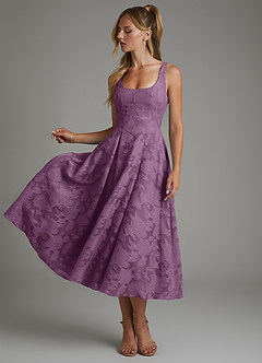 Azazie Isabella Bridesmaid Dresses Wisteria A-Line Corset Floral Burnout Dress image3