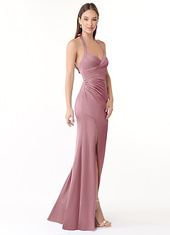 Azazie Emeria Bridesmaid Dresses Vintage Mauve Mermaid Pleated Stretch Satin Dress image4