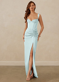 Christian Siriano Bridal for Azazie 1017 Robes de demoiselle d'honneur Robe Fourreau en Satin extensible Encolure en Forme de Cœur Verre De Mer image1