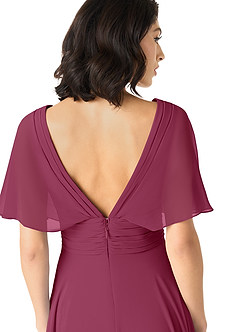 Azazie Pamela Bridesmaid Dresses Mulberry A-Line V-Neck Pleated Chiffon Dress image5