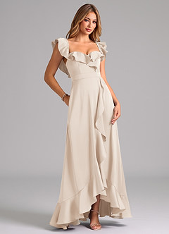 Azazie Lyra Bridesmaid Dresses White Alabaster A-Line Off the Shoulder Stretch Satin Convertible Dress image2