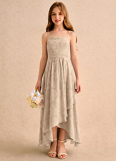 Azazie Twilight Girls Formal Flower Girl Klänningar Klänning A-linje i Blommig Utbrändhet Plisserad image4