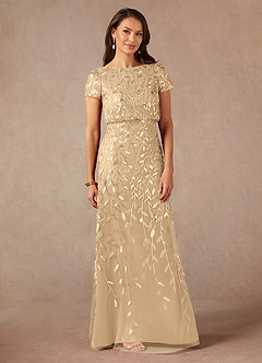 Azazie Lehi Mother of the Bride Dresses Champagne A-Line Sequins Dress image3