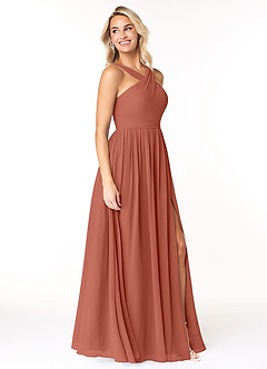 Azazie Elvira Bridesmaid Dresses Clay A-Line Pleated Chiffon Dress image4