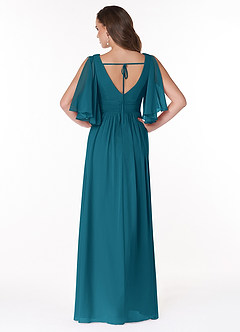 Azazie Temeka Bridesmaid Dresses Ink Blue A-Line Ruched Chiffon Dress image2