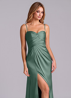 Azazie Sabrine Final Sale Eucalyptus A-Line Sweetheart Neckline Stretch Satin Dress image6