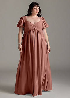 Azazie Madisynn Brautjungfernkleider für Schwangere Schleifen Chiffon Bodenlänge Kleid image5