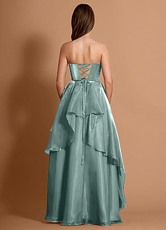 Dahlia Light Green Satin Faced Chiffon Ruffled A-line Prom Dress image2