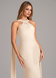 Azazie Kinsley Bridesmaid Dresses White Alabaster Mermaid Pleated Chiffon Dress image7