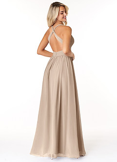 Azazie Ashia Abiti da Damigella Abito A-Line in Chiffon Plissettato Taupe image2