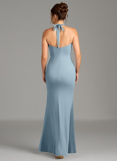 Azazie Valerie Robes de demoiselle d'honneur Robe Sirène en Jersey extensible de qualité supérieure Plissée Bleu Poussiéreux image7