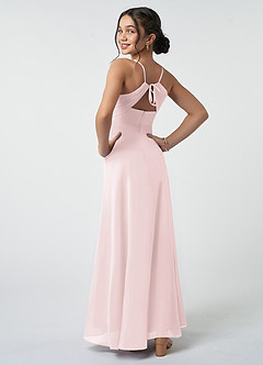 Azazie Avelina Junior Blushing Pink A-Line Pleated Chiffon Dress image5