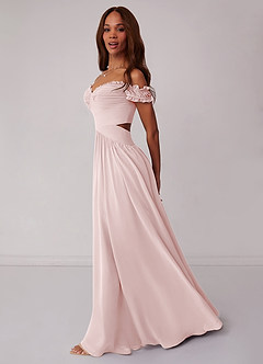 Barbie ♥ Azazie Jurken voor bruidsmeisjes Converteerbaar Jurk van Chiffon met A-Lijn Off the Shoulder Blozend Roze image3
