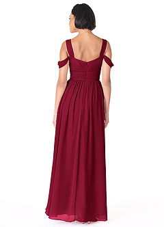 Azazie Lianne Brautjungfernkleider A-Linie Schulterfrei Chiffon Kleid Burgunderrot image4