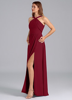 Azazie Mianna Bridesmaid Dresses Burgundy A-Line Pleated Chiffon Dress image5