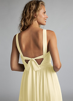Azazie Aziza Bridesmaid Dresses Lemon Sorbet A-Line V-Neck Pleated Chiffon Dress image6