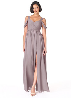 Azazie Lianne Bridesmaid Dresses Dusk A-Line Off the Shoulder Chiffon Dress image5