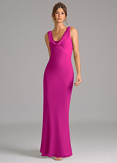 Azazie Rylina Brautjungfernkleider Meerjungfrau-Linie Plissee Chiffon Kleid Fuchsia image3