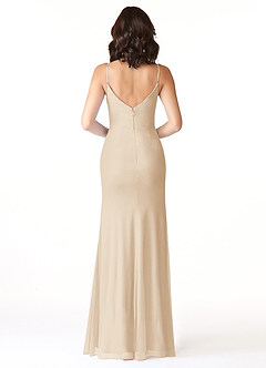 Azazie Deandra Bridesmaid Dresses Champagne Mermaid Pleated Mesh Dress image2