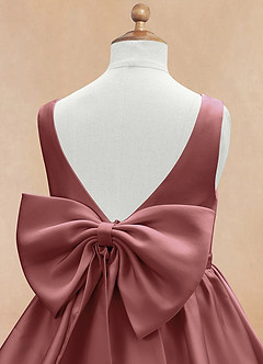 Azazie Margie Flower Girl Klänningar Klänning A-Linje i Stretch Satin Rosett image7