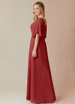 Azazie Cierra Brautjungfernkleider A-Linie V-Hals Chiffon Kleid Rost image5