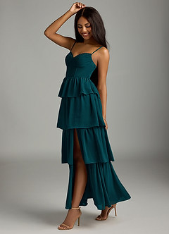Azazie Kaiden Bridesmaid Dresses Pine A-Line Sweetheart Neckline Chiffon Dress image4